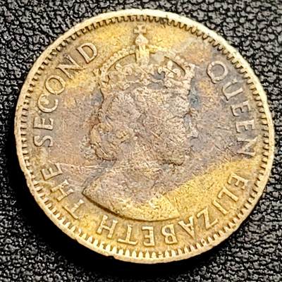 泉币菌-第230场-拍品多 请提前出价 安全边 英属香港一毫黄铜币1960年 20毫米4.5克 伊丽莎白二世