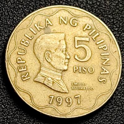 泉币菌-第230场-拍品多 请提前出价 1993年 菲律宾5比索镍币 27mm 