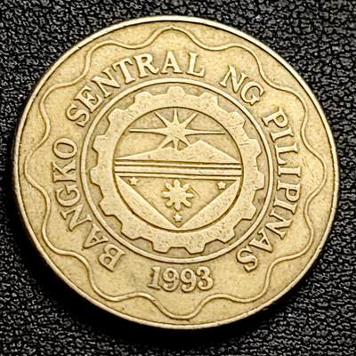 泉币菌-第230场-拍品多 请提前出价 1993年 菲律宾5比索镍币 27mm 