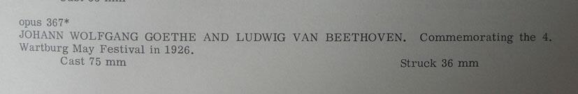 掌中浮雕-藏着的欧洲第059场 NGC MS63 : 1926年德国瓦特堡五月节，歌德&贝多芬铜章，75mm，大师卡尔哥茨作品，歌茨目录op367               