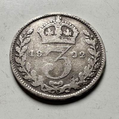 🌹外币初藏🌹🐯2026年第45场   每周二四六晚8️⃣点  世界硬币 英国 1902年 爱德华七世 3便士银币 c