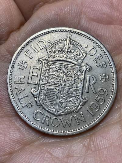 2026年第四十七场(总第二百一十六场）外国好品散币场(免佣金) 少见年份–英国🇬🇧1959年半克朗(伊丽莎白二世青年桂冠第二版，发行量最少年份)