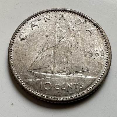 🌹外币初藏🌹🐯2026年第45场   每周二四六晚8️⃣点  世界硬币 加拿大 1966年 伊丽莎白二世 10分银币 2.33克-18毫米-80%银
