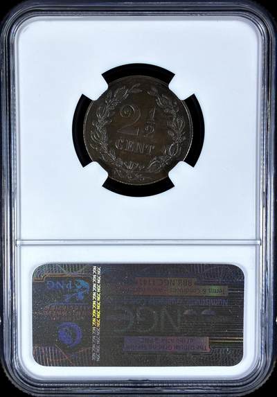 【雨安】【直播拍卖】【评级币章-132期】 2026-04-25 周六 19:30 (金价1050, 银价18.60)  [评级欧洲] Netherlands 荷兰 王国 2.5分 1898年 威廉明娜  NGC-MS62