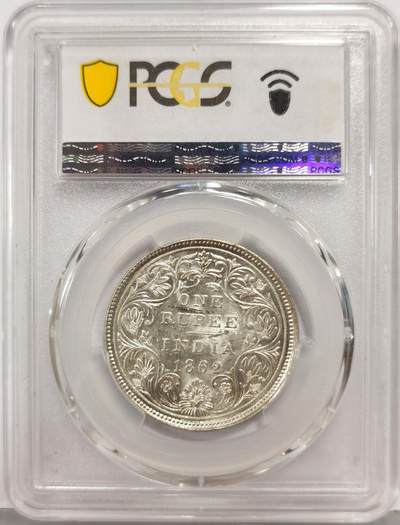 博洋堂“生趣盎然”4月精品专场暨第169期（全场包邮） PCGS MS62 英属印度1862年维多利亚1卢比银币