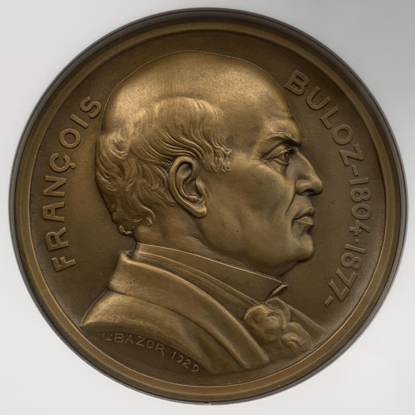 掌中浮雕-藏着的欧洲第059场 NGC MS65 : 1929年法国“两个世界的审阅一百周年纪念”纪念铜章，98mm，裸章重约450克   