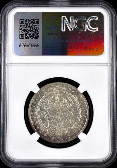 【雨安】【直播拍卖】【评级币章-132期】 2026-04-25 周六 19:30 (金价1050, 银价18.60)  [评级欧洲] Sweden 瑞典 2克朗 1921年 政治自由400周年  NGC-MS64