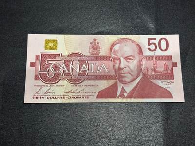 《外钞收藏家》第六百二十九期（精品场）（长期征集拍品、欢迎藏友们联系合作） 1988年加拿大鸟版50元 全新UNC 无47