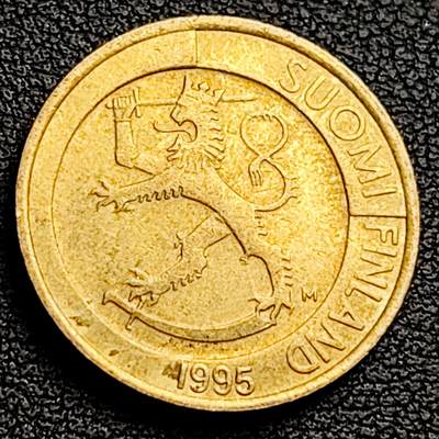 泉币菌-第230场-拍品多 请提前出价 芬兰1995年 1马克铜币 狮子持剑