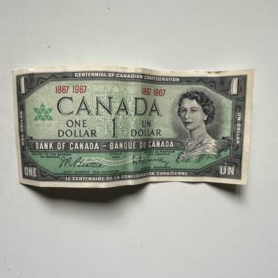 🌹外币初藏🌹🐯2026年第45场   每周二四六晚8️⃣点  世界硬币 加拿大 1967年 联邦百年纪念 1加元 纪念钞