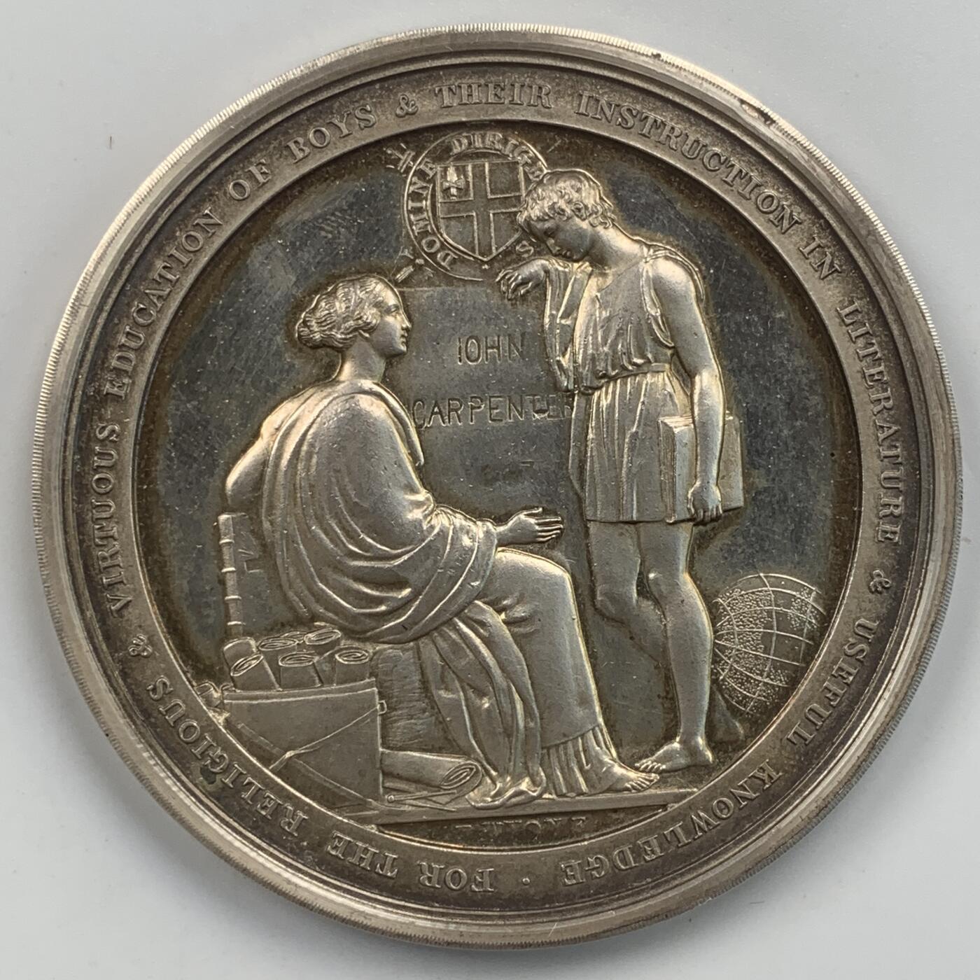 掌中浮雕-藏着的欧洲第059场 1834年伦敦金融城学校建校纪念银章(金融城第4号作品)，58mm，60.8g，原盒，BHM-1680 / Eimer 1279