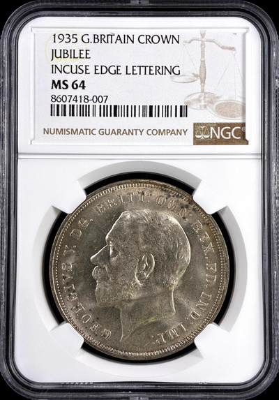 【雨安】【直播拍卖】【评级币章-132期】 2026-04-25 周六 19:30 (金价1050, 银价18.60)  [评级欧洲] Great Britain 英国 1克朗 1935年 乔治五世  NGC-MS64