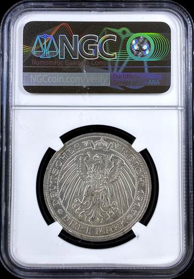 【雨安】【直播拍卖】【评级币章-132期】 2026-04-25 周六 19:30 (金价1050, 银价18.60)  [评级德国] Germany 德国 帝国 J.115 普鲁士 3马克 (1915) 屠龙 1915年  NGC-MS66 车轮光粉光 名誉品种