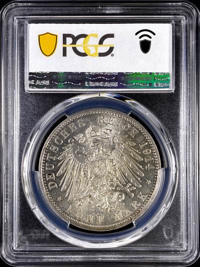 【雨安】【直播拍卖】【评级币章-132期】 2026-04-25 周六 19:30 (金价1050, 银价18.60)  [评级德国] Germany 德国 帝国 J.053 巴伐利亚 5马克 (1914) 路德维希三世 1914年  PCGS-MS63