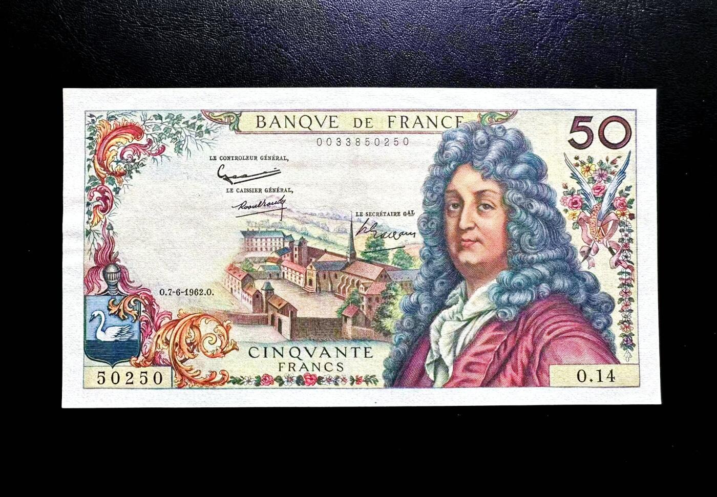 【Blue Auction】世界纸币精拍第812期——18级TOP拍卖/信誉/品质/专业/高效💫 【无47】法国 1962年50法郎 拉辛AU-