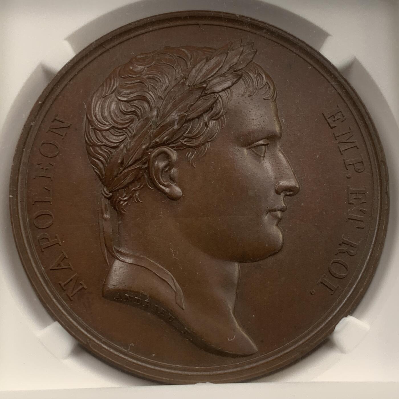 掌中浮雕-藏着的欧洲第059场 NGC MS64 : 1809年法国拿破仑一世瓦格拉姆战役铜章，40mm