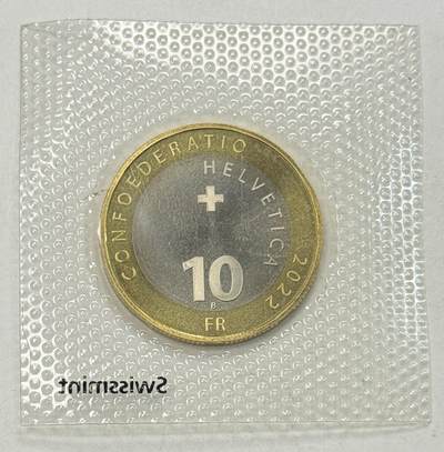 S&S Numismatic世界钱币-拍卖 第126期  瑞士2022年 瑞士冰川-莫特拉奇冰川 10法郎双色纪念币 原厂塑封
