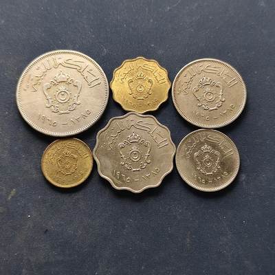 【全场包邮】纯粹捡漏拍522场 利比亚1965年首版星月盾徽版6枚套币