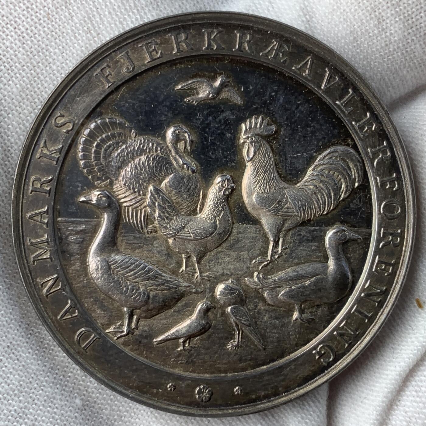 掌中浮雕-藏着的欧洲第059场 1914年丹麦家禽展览会纪念银章，43mm，34.5g，原盒