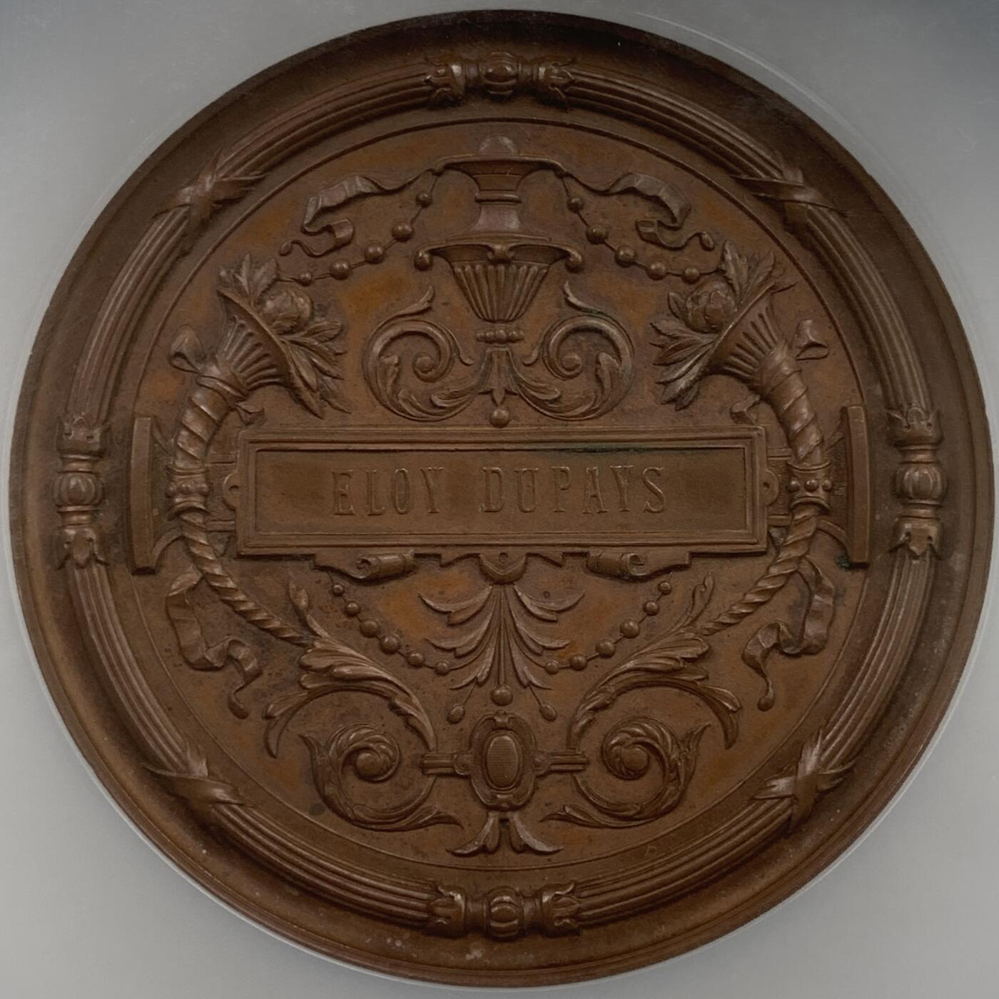 掌中浮雕-藏着的欧洲第059场 NGC MS64 ：1881年德国专利和设计展铜章，A. Scharff雕刻，63mm