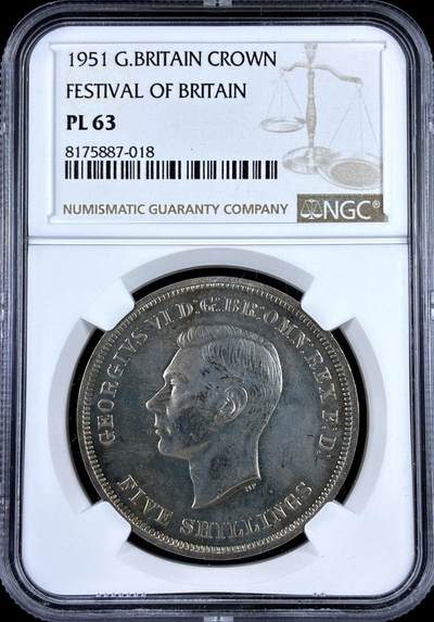 【雨安】【直播拍卖】【评级币章-132期】 2026-04-25 周六 19:30 (金价1050, 银价18.60)  [评级欧洲] Great Britain 英国 1克朗 1951年 乔治六世 NGC-PL63