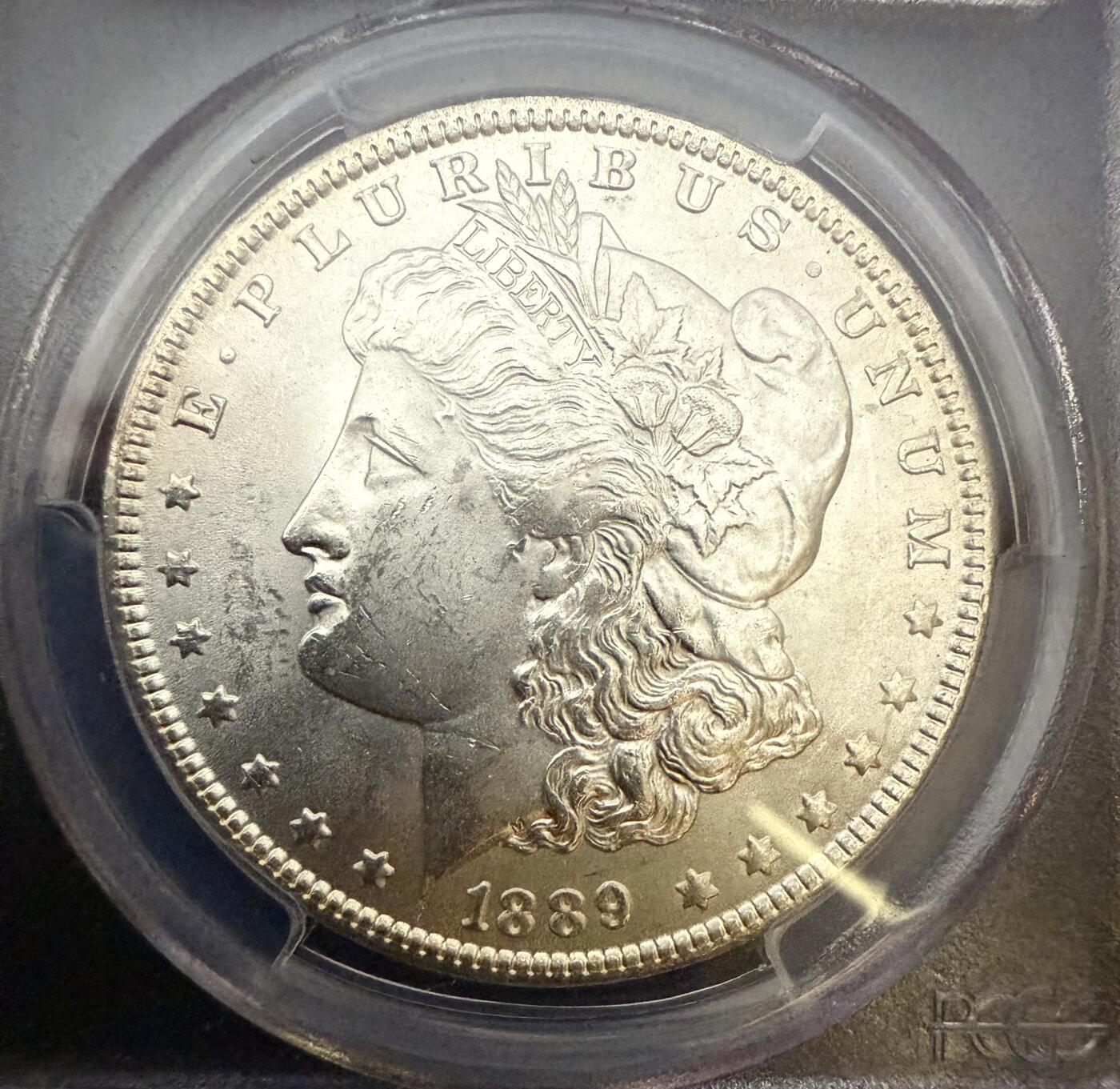 【周六 19:30】乾藏阁外国银币专场・裸币 / 评级币 + 银章铜章 保真包老 1889摩根银元 PCGS MS64 老盒评级 大头妹 美国1美元银币