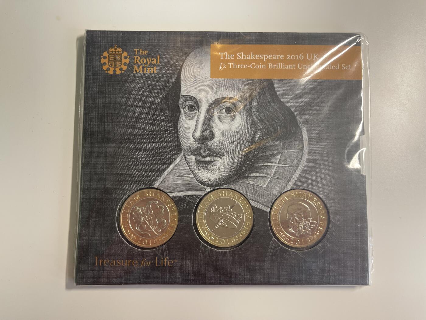 ❤️【币观天下】❤️ 第349期钱币拍卖场- 2026.4.24周五晚上6点半场 长期征集拍品  2016年英国莎士比亚逝世400周年三枚双色纪念币套装 官方原装未拆封