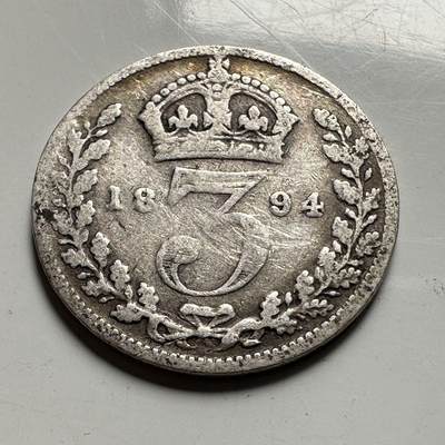 🌹外币初藏🌹🐯2026年第45场   每周二四六晚8️⃣点  世界硬币 英国 1894年 维多利亚 3便士银币 a