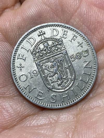 2026年第四十七场(总第二百一十六场）外国好品散币场(免佣金) 英国🇬🇧1956年1先令(伊丽莎白二世青年桂冠第二版，苏格兰盾徽版)