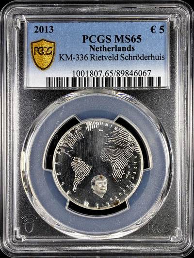 【雨安】【直播拍卖】【评级币章-132期】 2026-04-25 周六 19:30 (金价1050, 银价18.60)  [评级欧元] Netherlands 欧元 荷兰 5欧元 2013年 建筑设计  PCGS-MS65