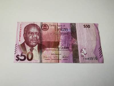 零零发流通品外国纸币拍卖 无佣金 伯利兹50元首发冠