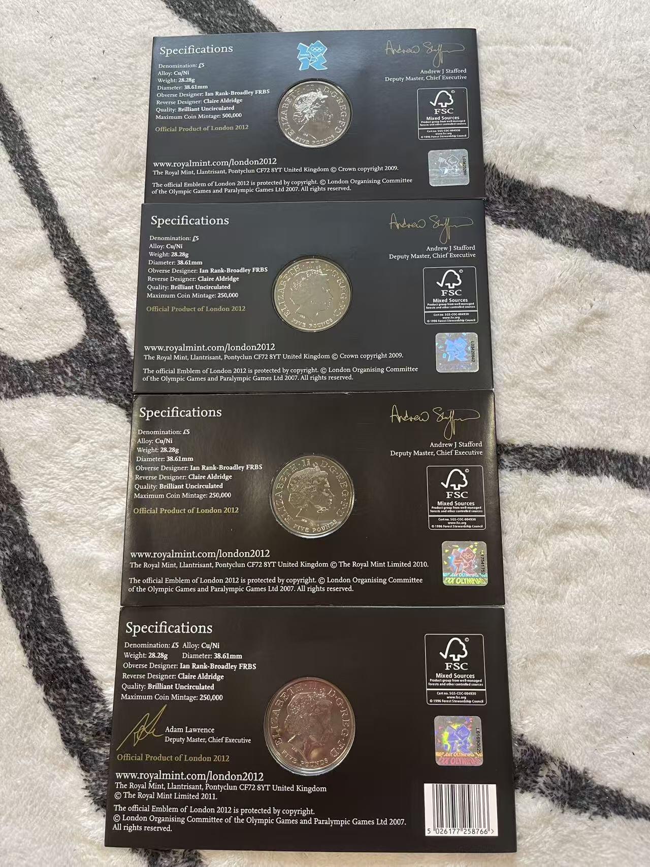 ❤️【币观天下】❤️ 第349期钱币拍卖场- 2026.4.24周五晚上6点半场 长期征集拍品  英国伦敦奥运会09-12年全套纪念币套装 面值5磅