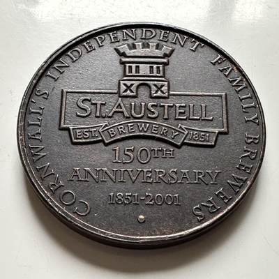 🌹外币初藏🌹🐯2026年第45场   每周二四六晚8️⃣点  世界硬币 英国2001年 康沃尔 圣奥斯特尔啤酒厂 150周年 纯铜纪念章 36.8毫米