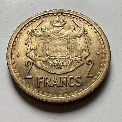 🌹外币初藏🌹🐯2026年第45场   每周二四六晚8️⃣点  世界硬币 摩纳哥 1945-1946年 路易二世 2法郎