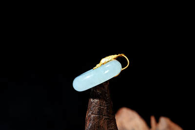 上海都达杂项专场102【全场包邮】  天然冰种翡翠（A货）G18K金镶平安扣挂件98-2