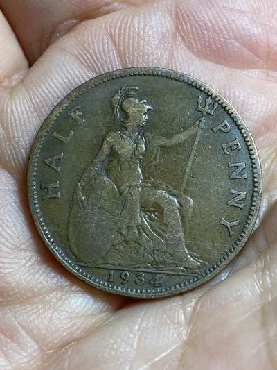 2026年第四十七场(总第二百一十六场）外国好品散币场(免佣金) 英国🇬🇧1934年半便士(乔治五世第三版，发行量最少年份)