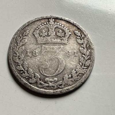 🌹外币初藏🌹🐯2026年第45场   每周二四六晚8️⃣点  世界硬币 英国 1891年 维多利亚 3便士银币 a