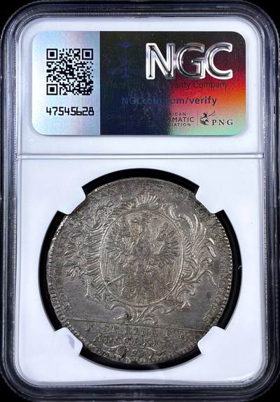 【雨安】【直播拍卖】【评级币章-132期】 2026-04-25 周六 19:30 (金价1050, 银价18.60)  [评级德国] Germany 德国 德意志 1泰勒 Frankfurt法兰克福 KM#0251 (1772) 景观泰勒 1772年  NGC-AU58 原味欧洲包浆, 打制深俊