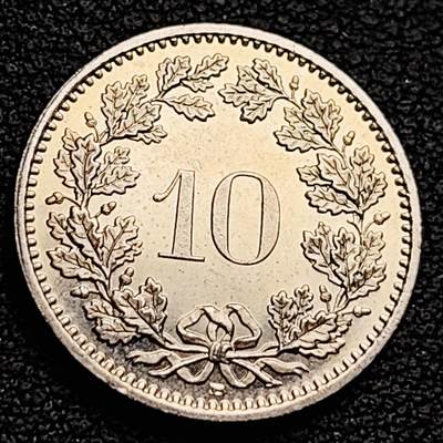 泉币菌-第230场-拍品多 请提前出价 高币值 百年延续 女神 瑞士1990年 10分銅镍硬币 