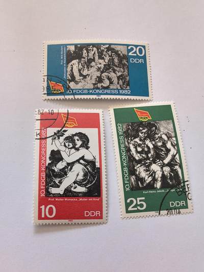 杂票 东德邮票 绘画3枚旧