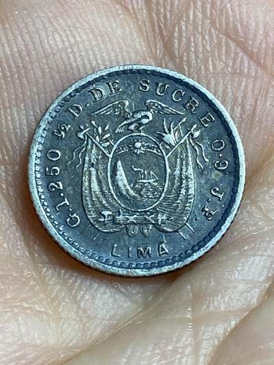 2026年第四十七场(总第二百一十六场）外国好品散币场(免佣金) 少见–厄瓜多尔🇪🇨1905年1/2 DECIMO银币(等值5分，LIMA JF–利马厂造JF标，900高银)