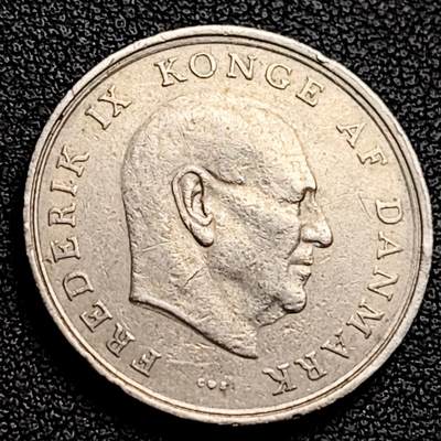 泉币菌-第230场-拍品多 请提前出价 丹麦1961年1克朗 皇冠 弗雷德里克九世国王 25.5mm