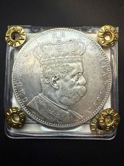 【周六 19:30】乾藏阁外国银币专场・裸币 / 评级币 + 银章铜章 保真包老 - 1891首年！意属厄立特里亚殖民名誉品5里拉银币 意大利老牌评级证书认证