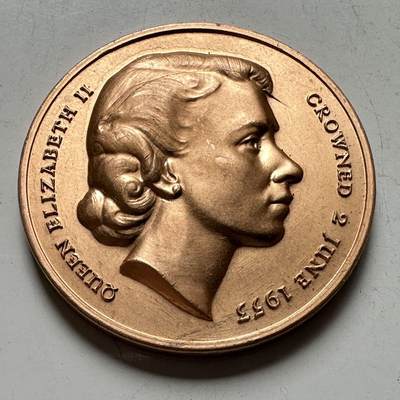 🌹外币初藏🌹🐯2026年第45场   每周二四六晚8️⃣点  世界硬币 英国 1953年 伊丽莎白二世 加冕 国家运动场协会 铝镀铜纪念章 35.4毫米 全品 