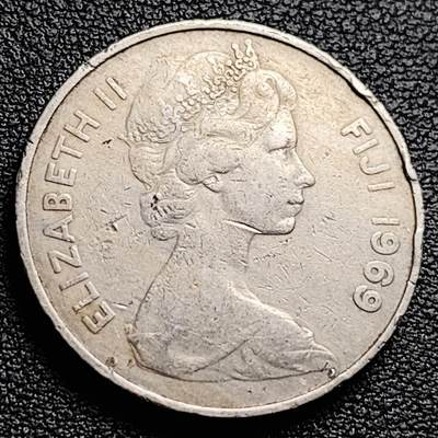 泉币菌-第230场-拍品多 请提前出价 英属斐济20分镍铜币 青年女王版 28.5毫米 纪念币铜钱