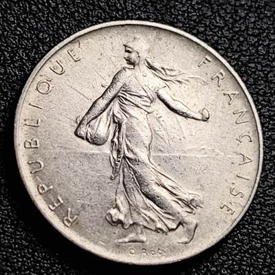 泉币菌-第230场-拍品多 请提前出价 法国早期（1960）1法郎镍币  播种女神 入欧前 末版 绝版币