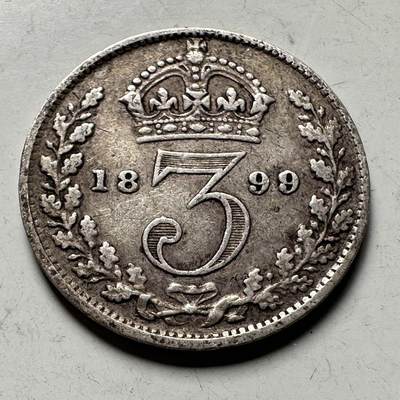 🌹外币初藏🌹🐯2026年第45场   每周二四六晚8️⃣点  世界硬币 英国 1899年 维多利亚 3便士银币 c