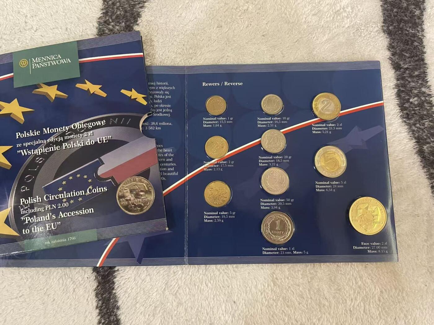 ❤️【币观天下】❤️ 第349期钱币拍卖场- 2026.4.24周五晚上6点半场 长期征集拍品  波兰2004年加入欧盟官方纪念套币 波兰造币厂原包装 含一枚2zl纪念币 