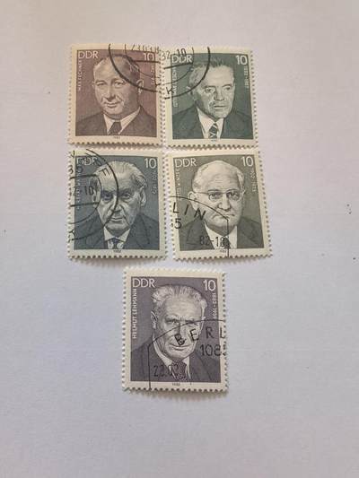 杂票 东德邮票 工人领袖5枚旧