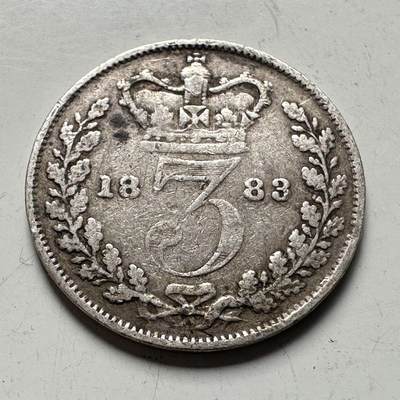 🌹外币初藏🌹🐯2026年第45场   每周二四六晚8️⃣点  世界硬币 英国 1883年 维多利亚 3便士银币 1.41克-16毫米-92.5%银